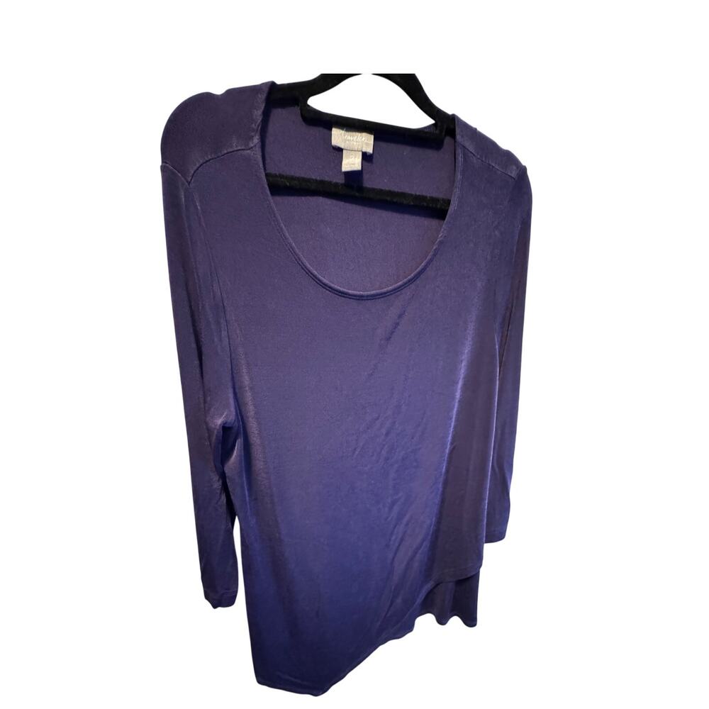 Chico's Travelers Size 2 Purple Layered Tunic Top Long Sleeve Wrinkle Resistant